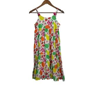 Boden Girls 11-12 Years White Flowy Dress With Fruit Summery
